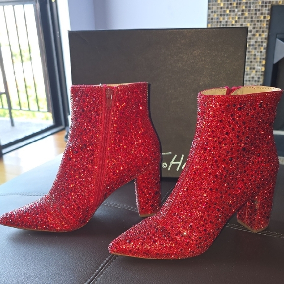 Betsey Johnson Cady Red Sequine Booties - Picture 3 of 11
